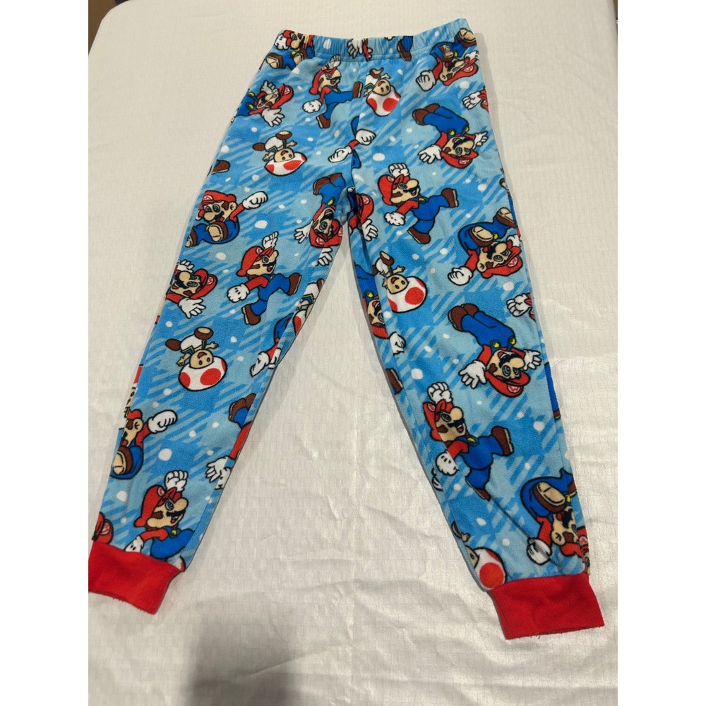 Vintage Super Mario Toad Fleece Pajama Pants Blue Kids Small Nintendo Y2K Retro